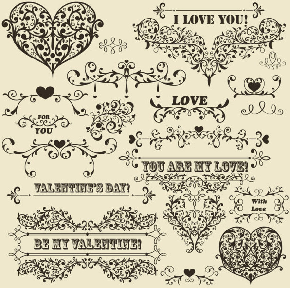 vintage floral accessories and borders vector