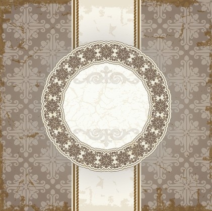 vintage floral background with round frame vector
