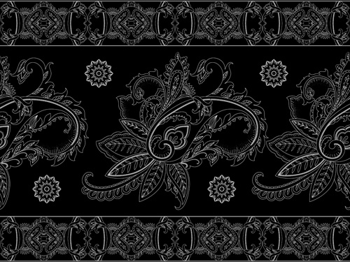 vintage floral ornate with black background vector