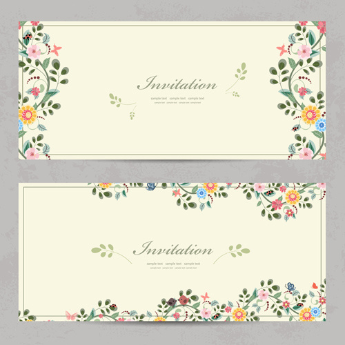 vintage flower invitation cards vectors