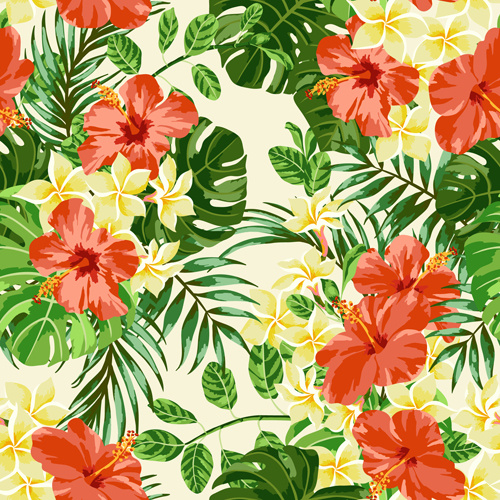 vintage flowers vectors seamless pattern