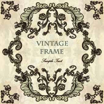 vintage frame with floral elements vector