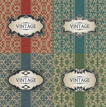 vintage frame with pattern vector background 