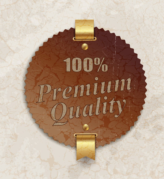 vintage gold premium quality badge granite background