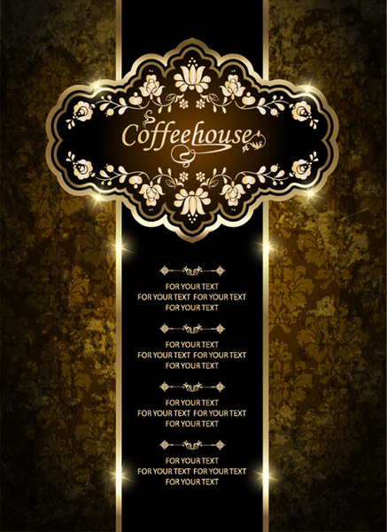 vintage golden coffee house menu design vector 
