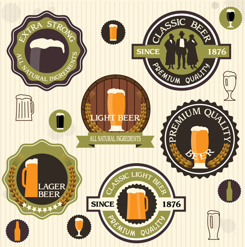 vintage green style beer labels vector set
