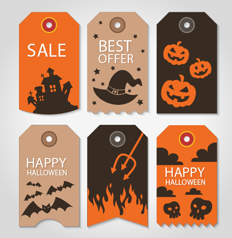 vintage halloween sale tags vector