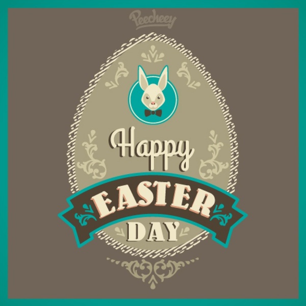 vintage happy easter day greeting card