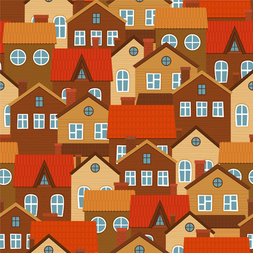 vintage house seamless pattern vector 
