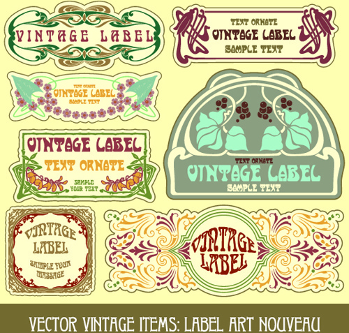 vintage label art design vector set 