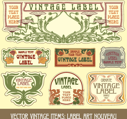 vintage label art design vector set 
