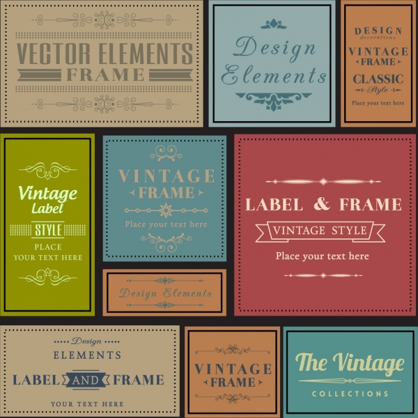 vintage label collection multicolored flat design