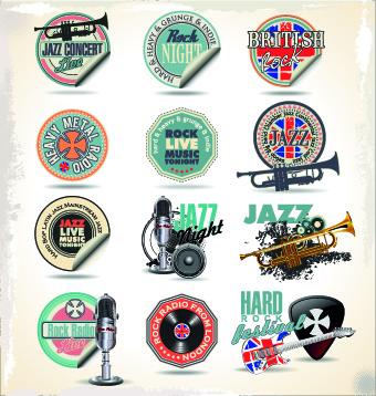 vintage music sticker vector 