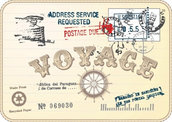 vintage postcards and stamps 03 vector