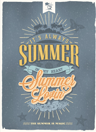 vintage poster happy summer design vector