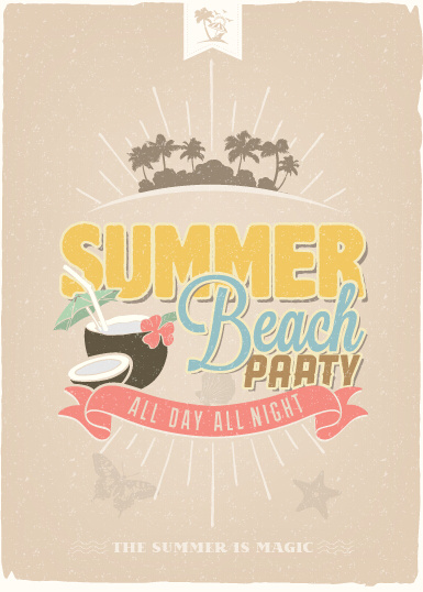 vintage poster happy summer design vector