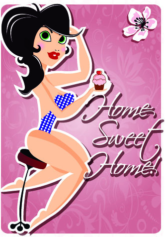 vintage poster woman vector