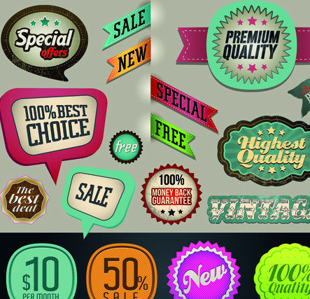 vintage premium quality labels and stickers vector