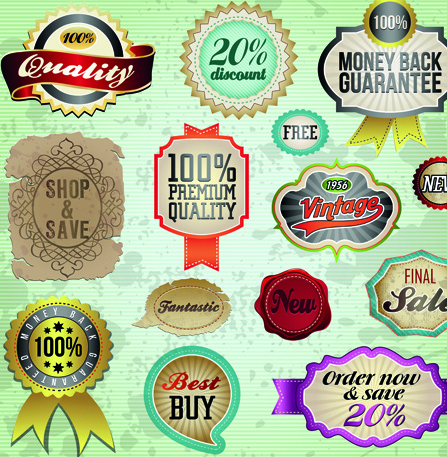 vintage premium quality labels and stickers vector