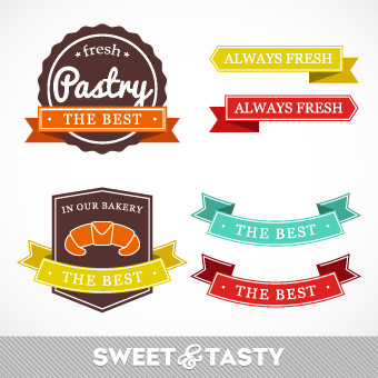 vintage ribbon with labels vector 