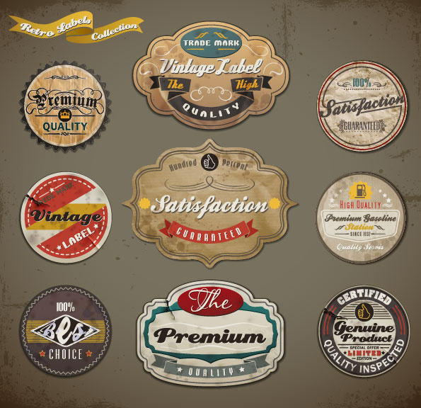 vintage ribbons labels and stickers vector