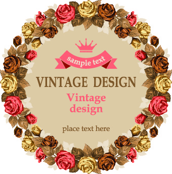vintage roses frame illustration vector 