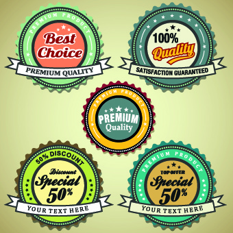 vintage round premium quality label vector