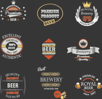 vintage royal beer labels with badges vector