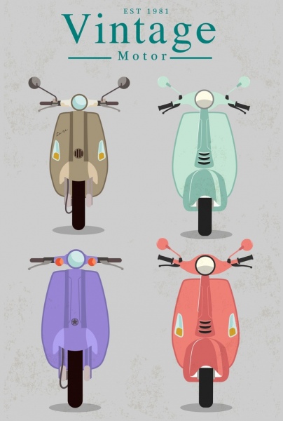 vintage scooter templates collection colored design