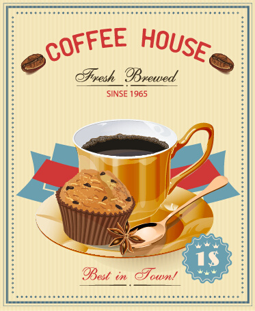 vintage style coffee house poster vector