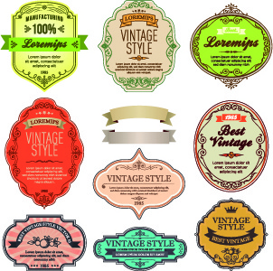vintage style labels vector set