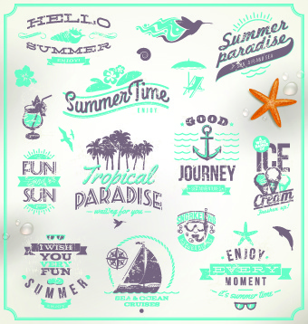 vintage summer vacation travel logos vector