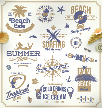 vintage summer vacation travel logos vector
