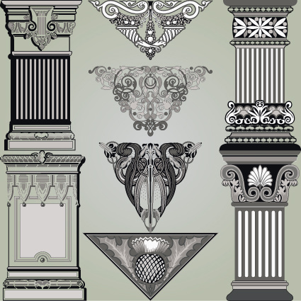 vintage symbols and decoration patterns vector set