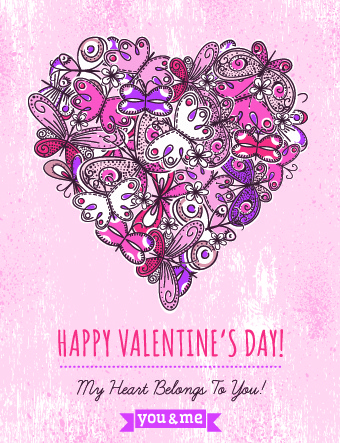 vintage valentine heart shaped vector background