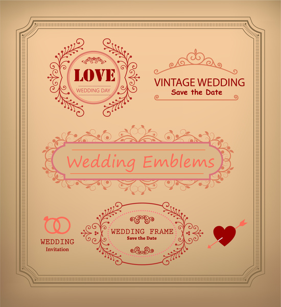 vintage wedding card decoration frames illustration 