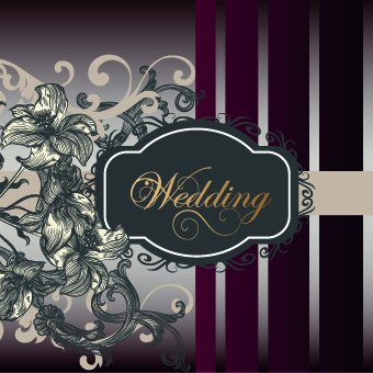 vintage wedding invitation deaign vector background