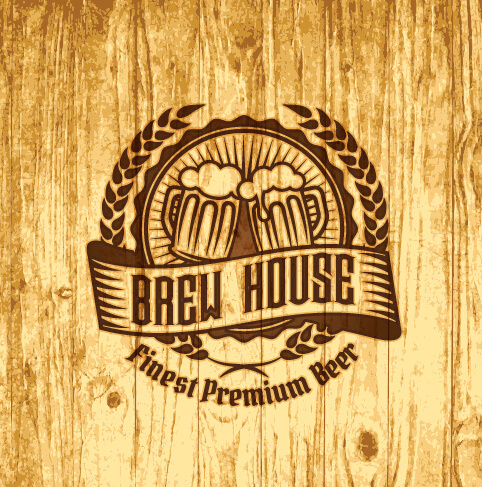 vintage wooden beer labels vector