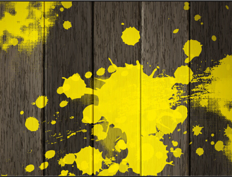 vintage wooden board with yellow paint background