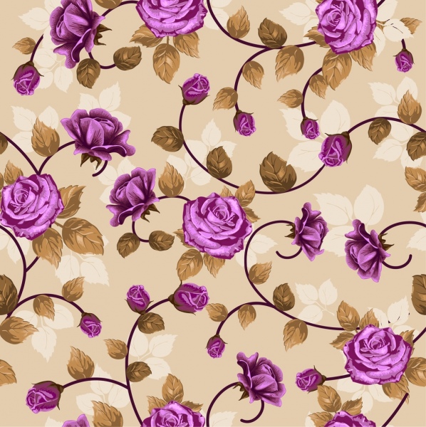 violet roses background repeating seamless style