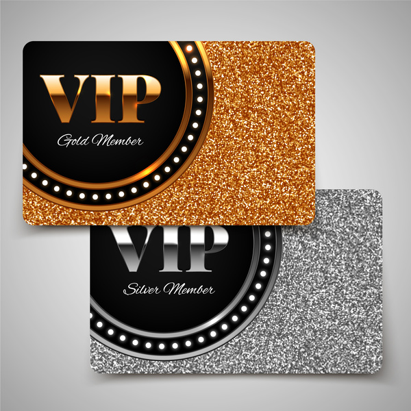 vip card vector illustration with gold silver style