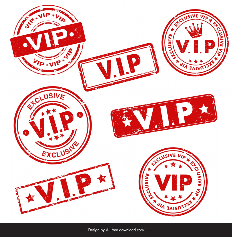 vip stamp templates collection flat symmetric geometric shapes