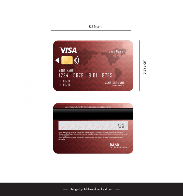 visa card design template elegant flat world map