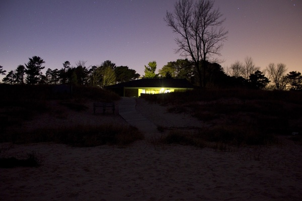 visitor center in the dark at kohler andrae state park wisconsin