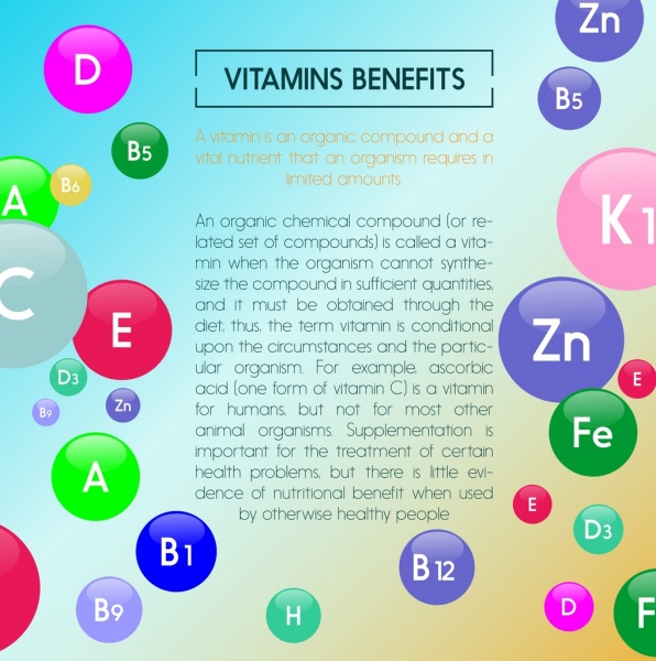 vitamin advertisement colorful circles decoration