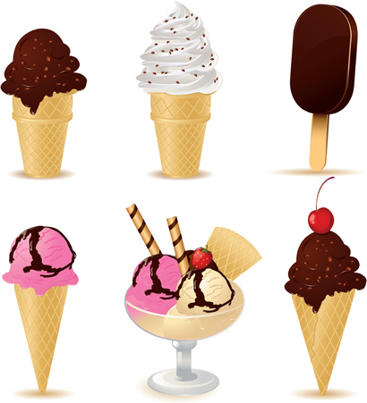vivid ice cream design elements vector