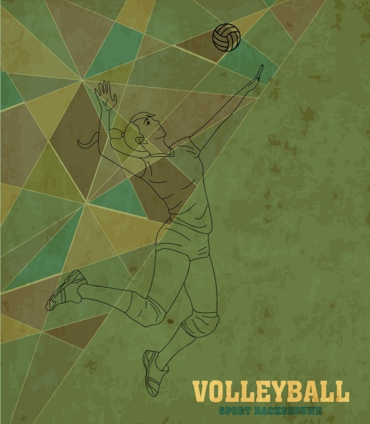 volleyball background female player icon flat polygon sketch