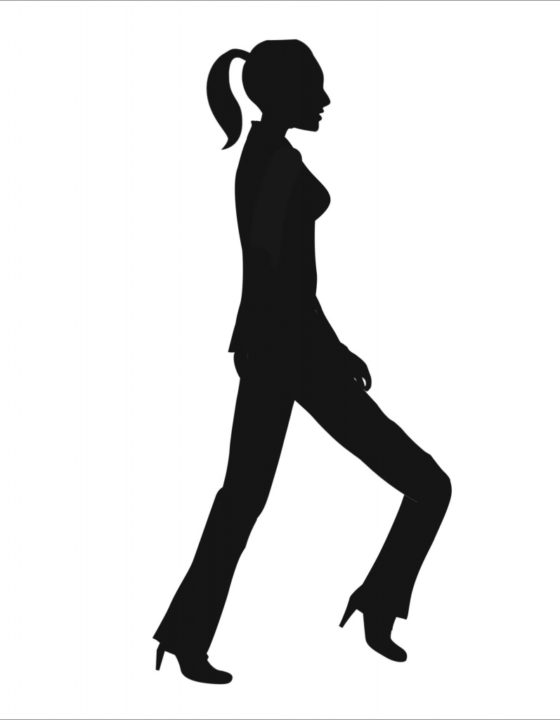 walking movement illustration of girl silhouette