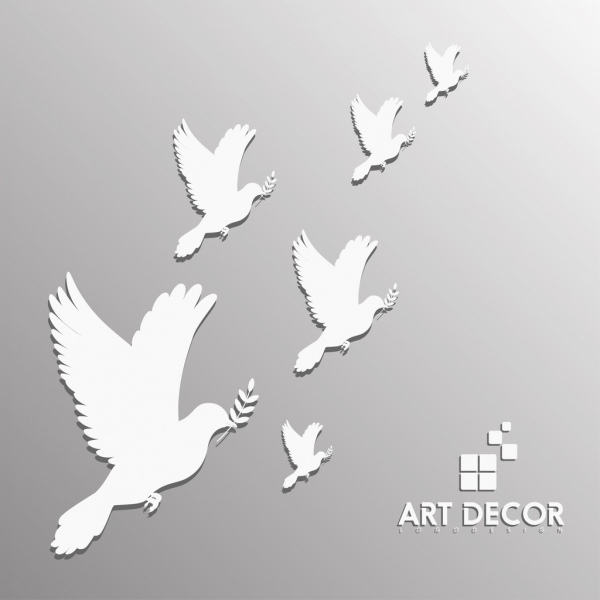 wall decor design pigeon white silhouettes design