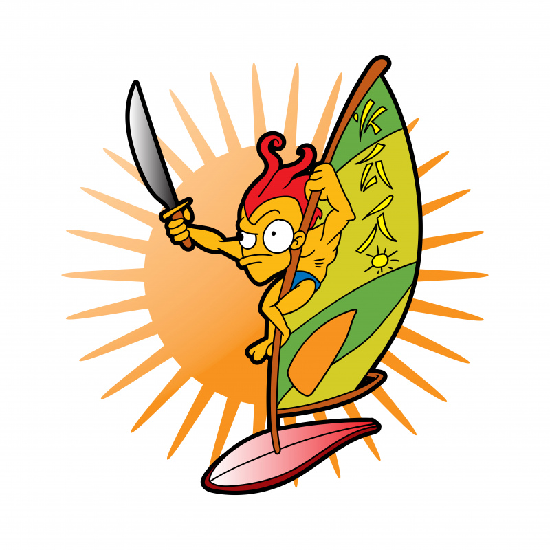 war of windsurfer icon funny dynamic cartoon character sketch